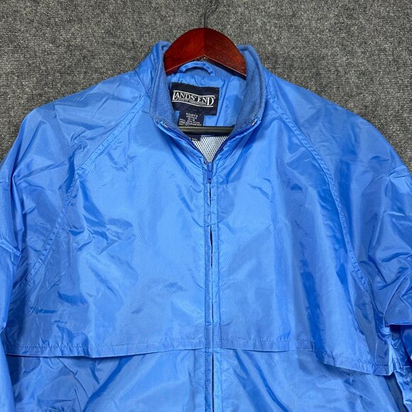 Lands End Jacket Womens Medium  Blue Lightweight Full Zip Pockets Logo Nylon - Picture 4 of 7